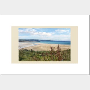 Hayle Beach, Cornwall, St Ives Bay, England art Posters and Art